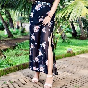 BLUE FLORAL H&M Sheer Maxi Skirt